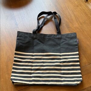 JCrew Navy and Cream Striped Canvas Tote Bag